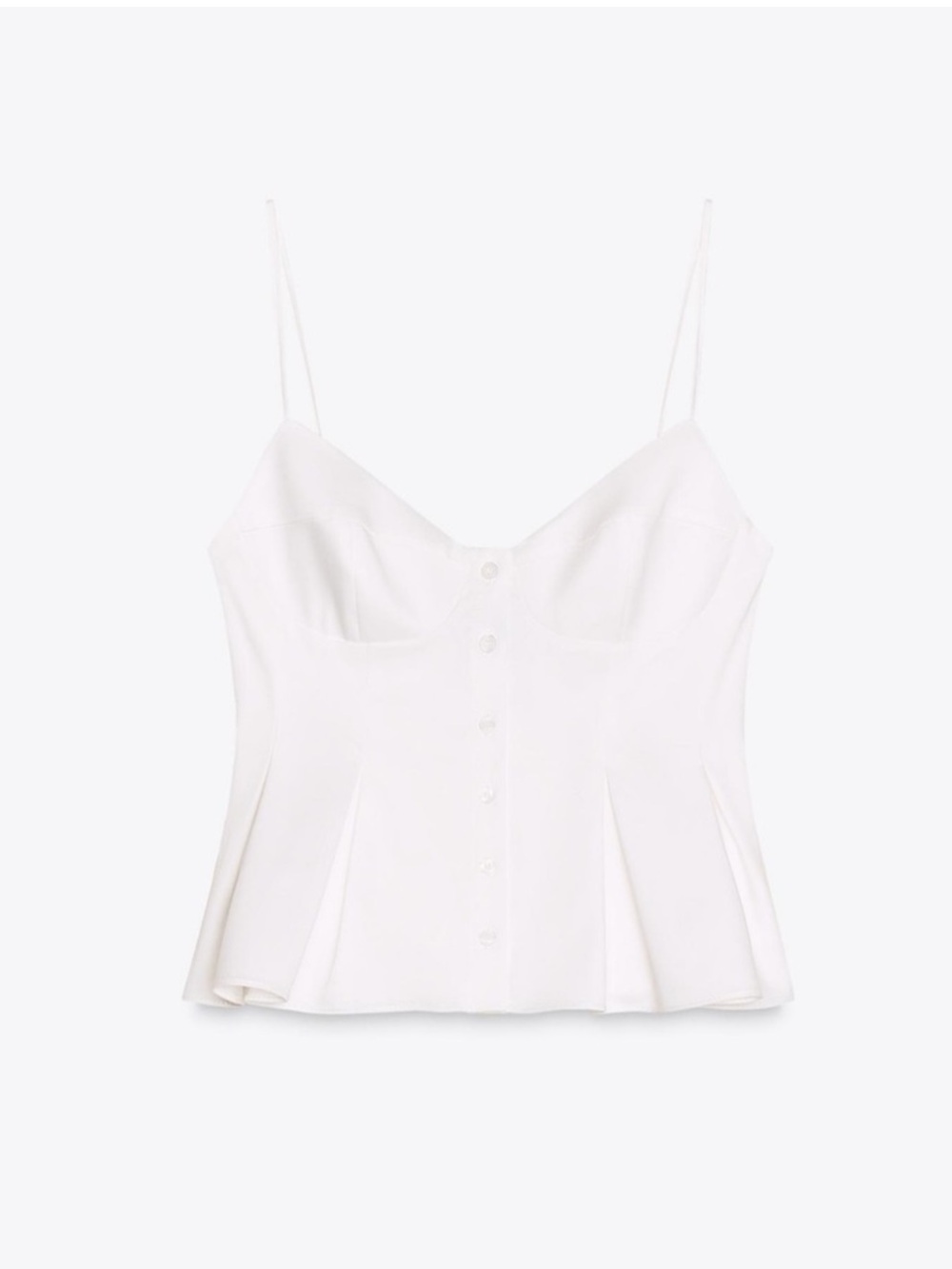 Zara White Pleated Poplin Top
